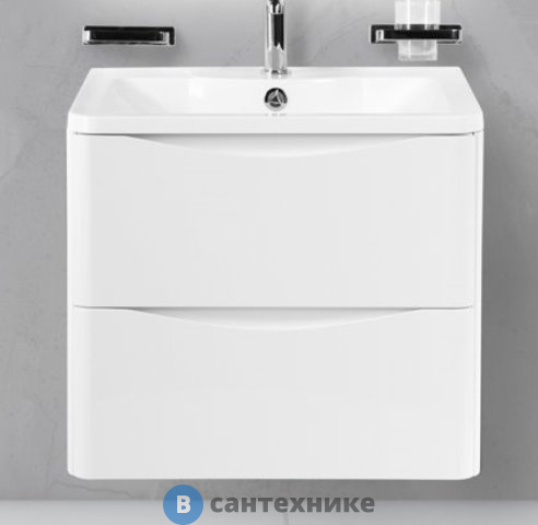 Тумба под раковину BelBagno ACQUA подвесная с двумя выкатными ящиками, Bianco Lucido, 700x450x500 (ACQUA-700-2C-SO-BL)