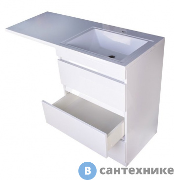 картинка Тумба под раковину Style line Даллас 110 (3 ящ.) Люкс белая, PLUS напольная (2000949237220)