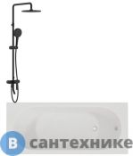 Акриловая ванна Artemis Poros 175x75 с экраном + душевая стойка STWORKI HWB0501-P01BK черная матовая (608056)