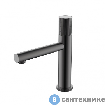 картинка Смеситель Vincea Groove VBF-4G1GM для раковины, вороненая сталь