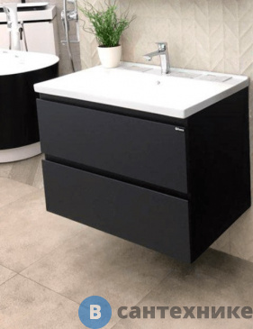 картинка Основной шкаф ORANS BC-4023-800, раковина, цвет: чёрный MFC059/MDF PU022 (800x480x570)