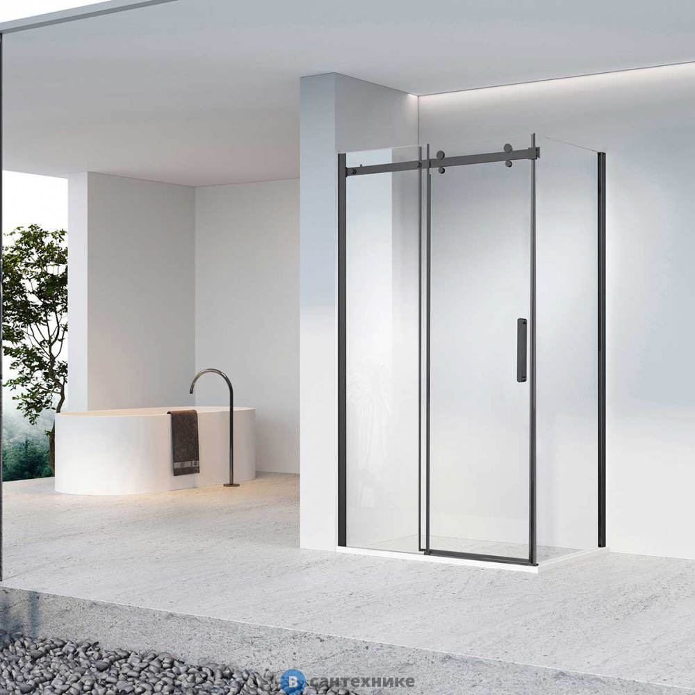 Душевой уголок Vincea Como-N VSR-4CN9012CLB, 1200*900, черный, стекло прозрачное