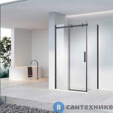 картинка Душевой уголок Vincea Como-N VSR-4CN9012CLB, 1200*900, черный, стекло прозрачное
