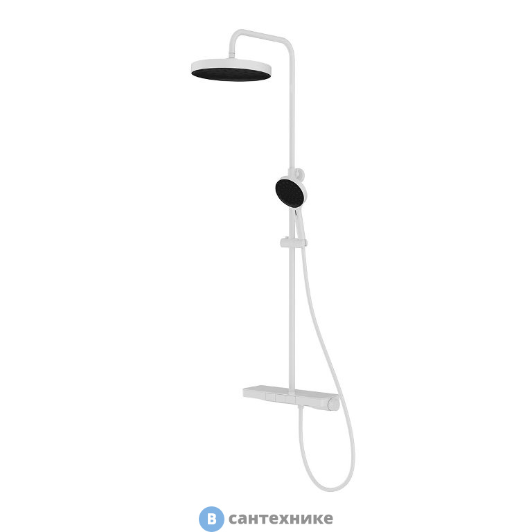 Душевая стойка Vincea Inspire VSFS-3I12TW термостатическая с изливом, 30 см верх.душ, белый