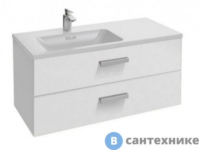 картинка Тумба под раковину Jacob Delafon VOX EB2075-R1-N18 с 2 выдв. ящ., изогнутая ручка, левая, белый блестящий (100x46x45,20)