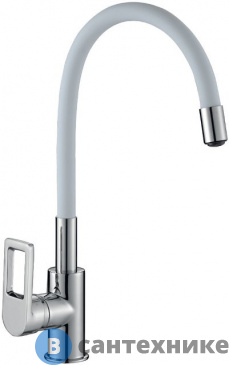 картинка Смеситель Rossinka Silvermix Z35-35U-White для кухни, хром/белый