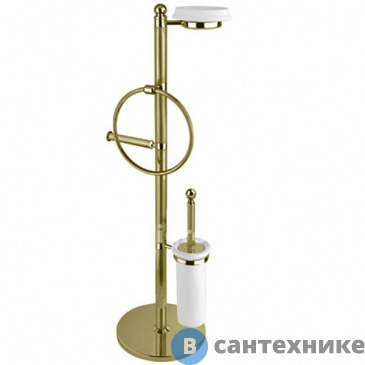 картинка Стойка Cezares OLIMP-WBS-02-M напольная с держателем туалетной бумаги щёткой для унитаза, полотенцедержателем и мыльницей, Бронза