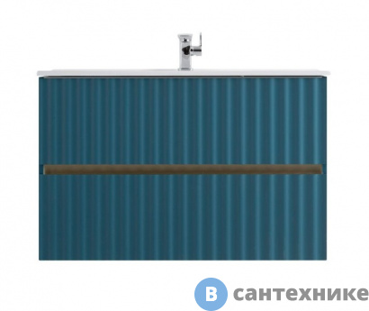 картинка Тумба под раковину Art & MAX ELEGANT AM-ELEGANT-1000-2C-SO-AQ-P подвесная с двумя выкатными ящиками, с LED подсветкой ручек. аквамарин