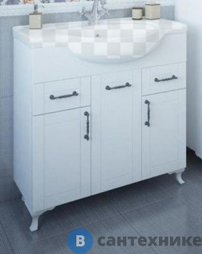 картинка Тумба Sanflor ГЛОРИЯ 85 белая эмаль, под умывальник Сенеж-87 (С5710)