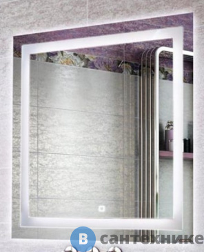 картинка Зеркало Comforty Квадрат-90 светодиодная лента, сенсор 900*900