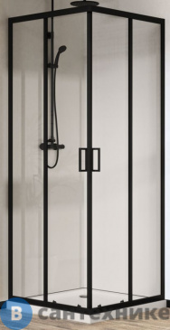 картинка Душевой уголок Vincea City VSS-5CT9010CLB, 1000*900, черный, стекло прозрачное, без поддона