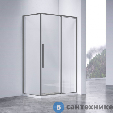 картинка Душевой уголок Vincea Slim-N VSR-4SN8013CLGM, 1300*800, вороненая сталь, стекло прозрачное, без поддона