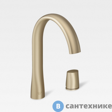 картинка Смеситель Armani Roca ISLAND для раковины на 2 отверстия, с хромированным донным клапаном, Greige (7.5A38.7.6VC.0)