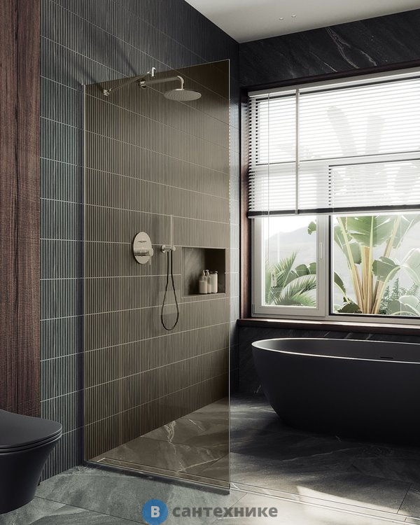 Душевая перегородка в профиле MaybahGlass 1950*690 Стекло 8 мм Бронза (MGD-702-5у)