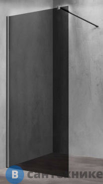картинка Душевая перегородка Vincea Walk-In VSW-1H800CGGM, 800*2000, вороненая сталь, стекло тонированное