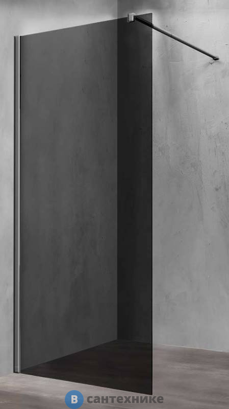 Душевая перегородка Vincea Walk-In VSW-1H800CGGM, 800*2000, вороненая сталь, стекло тонированное