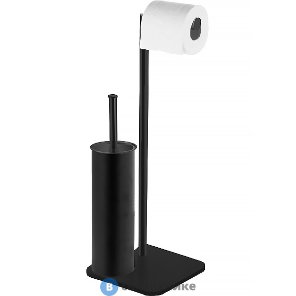 Стойка AZARIO ALTRE напольная с бумагодержателем и ёршиком, чёрная матовая (AZ-421B)