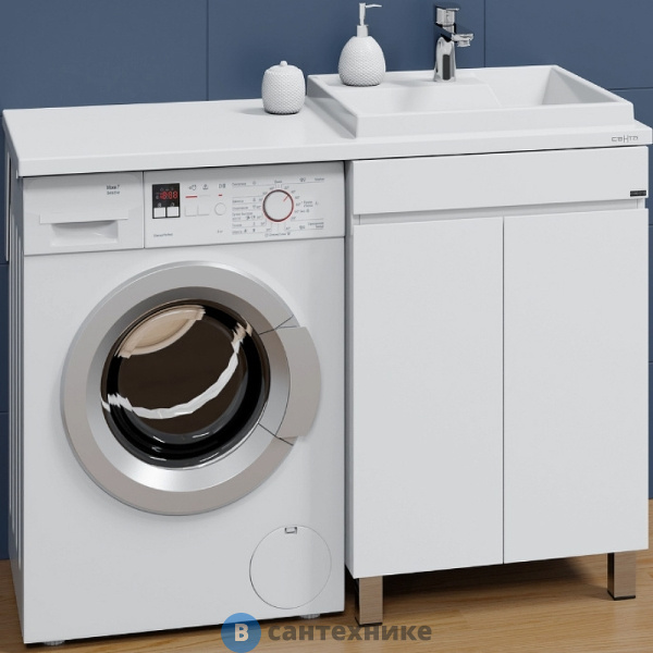 Тумба под раковину СанТа Марс 59 2 дв.  над стиральной машиной напольная (ум.Юпитер 1202 литой мрамор) (700304)