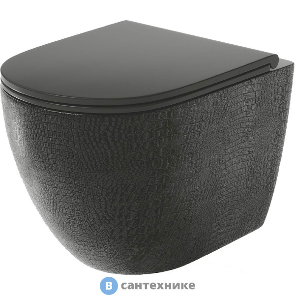 Унитаз подвесной Grossman GR-4455BBLS (480*365*370) чёрный, безободковый, с тонкой крышкой