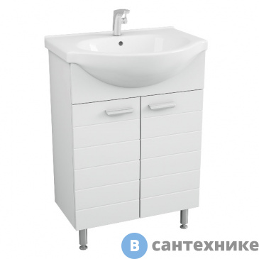 картинка Тумба под раковину Merkana Таис 60, под ум-ник "Элегия" 60 см на ножках, белый каннелюр (16276)