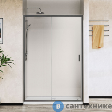 картинка Душевая дверь Vincea City VDS-5CT120CLGM, 1200, вороненая сталь, стекло прозрачное