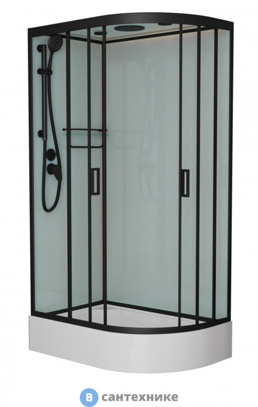 Душевая кабина Frank F412/1L Black левосторонняя средний поддон