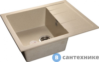 картинка Кухонная мойка GranFest QUADRO GF-Q650L чаша с крылом  650*500мм  бежевый