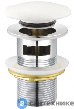 картинка Донный клапан Cezares CZR-SAT7-Bi с системой "Клик-клак" с переливом, с белой крышкой