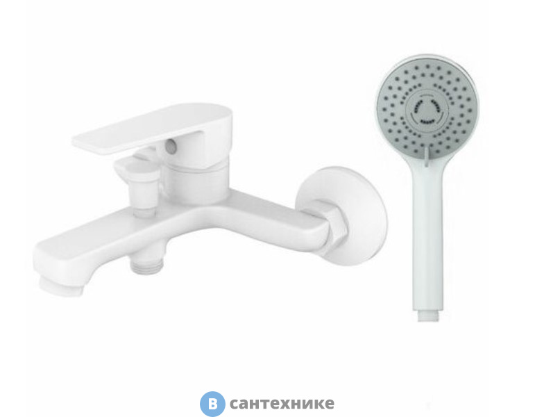 Смеситель Orange Loop M26-100w однозахватный для ванной/душевой с душевыми аксесуарами (шланг, лейка, держатель), никель