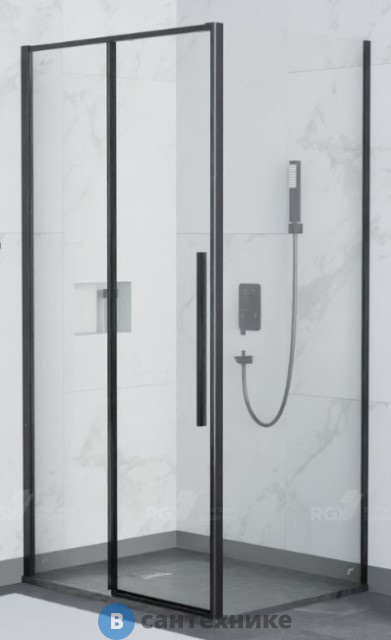 Душевой уголок RGW SV-42B (SV-12B + Z-050-2B) чёрный/Прозрачное/6 мм 150*100*195 (32324250-014), без поддона
