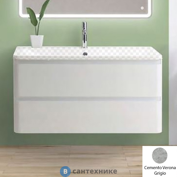 Тумба под раковину BelBagno ALBANO подвесная с двумя выкатными ящиками, Cemento Verona Grigio, 1200x450x500 (ALBANO-1200-2C-SO-CVG)