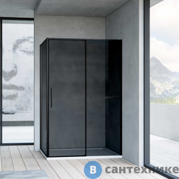 картинка Душевой уголок Vincea Slim Soft VSR-1SS9012CGB, 1200*900, черный, стекло тонированное, без поддона