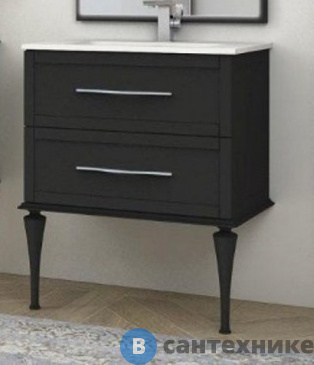 картинка Тумба под раковину Cezares TIFFANY 54949 подвесная с двумя выдвижными ящиками Nero grafite (74x46x55)
