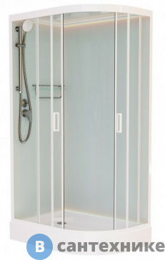 картинка Душевая кабина Frank F418L М White левосторонняя низкий поддон матовое стекло