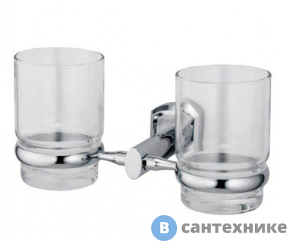 картинка Подстаканник двойной стеклянный WasserKRAFT Oder K-3028D металл, хромоникелевое покрытие, прозрачное стекло