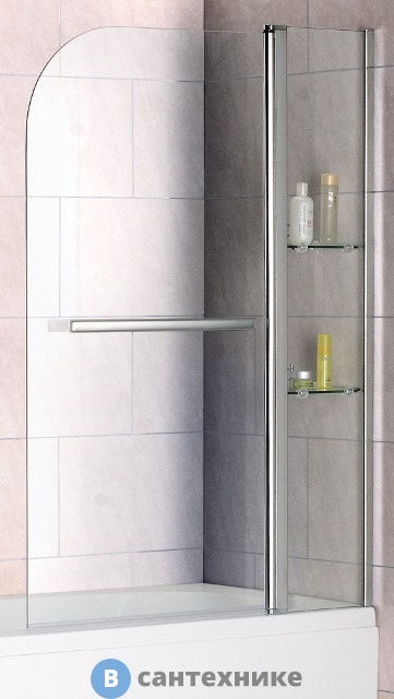 Шторка на ванну RGW SC-08 100*150 хром/прозрачное/6 мм (Easy/с полками) (03110810-11)