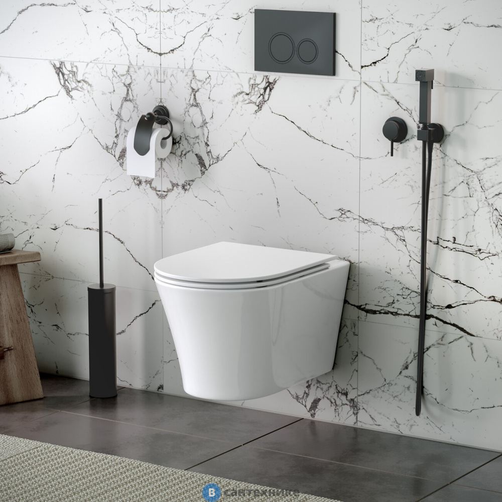 Унитаз подвесной Grossman Thin Rim GR-5604SQ (520х360х355) тонкий ободок, белый с тонкой крышкой, микролифт, смыв торнадо