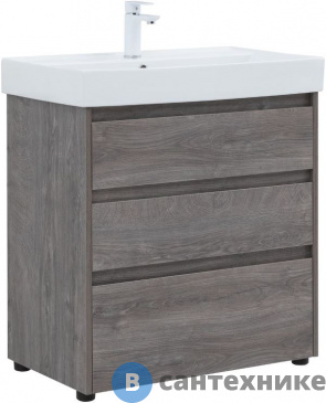 картинка Тумба под раковину Aquanet Nova Lite 75 3 ящ. дуб рошелье (302473)