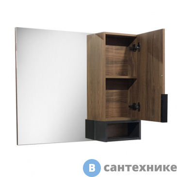 картинка Зеркало-шкаф Comforty Штутгарт-90 дуб тёмно-коричневый