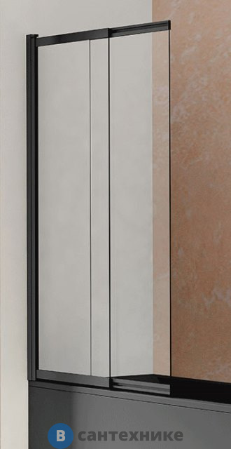 Шторка на ванну Vincea VSB-1E100CLB, 1000*1450, матовый чёрный, стекло прозрачное (VSB-1E100CLB)