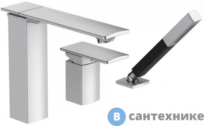 картинка Смеситель Jacob Delafon STANCE E14774-CP ванна/душ на 3 отверстия на деку (хром)