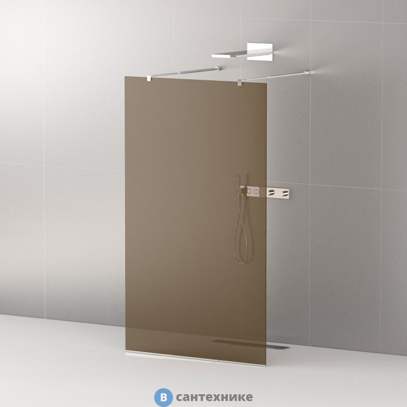 Душевая перегородка CEZARES LIBERTA-L-2-100-BR-Cr с возможностью двустороннего входа, стекло бронза, профиль хром, 1000x1950 мм