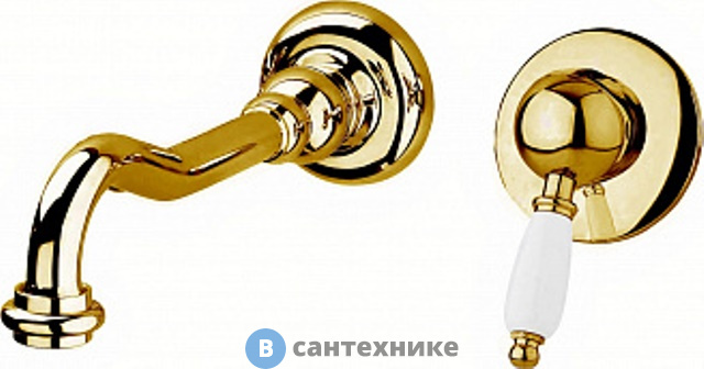 Смеситель Cezares ELITE-BLS1-02-Bi встраиваемый однорычажный для раковины, бронза, ручки белые