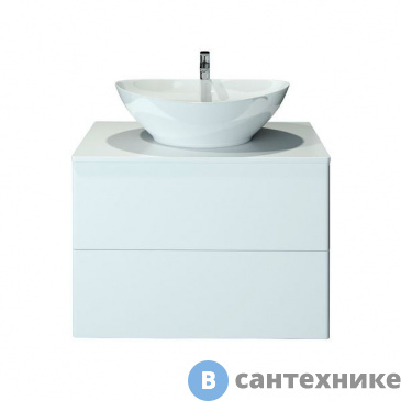 картинка Тумба Orange Ot-75TuMDF+G56 подвесная Otto c раковиной, белый глянец, 75х42х53 см.