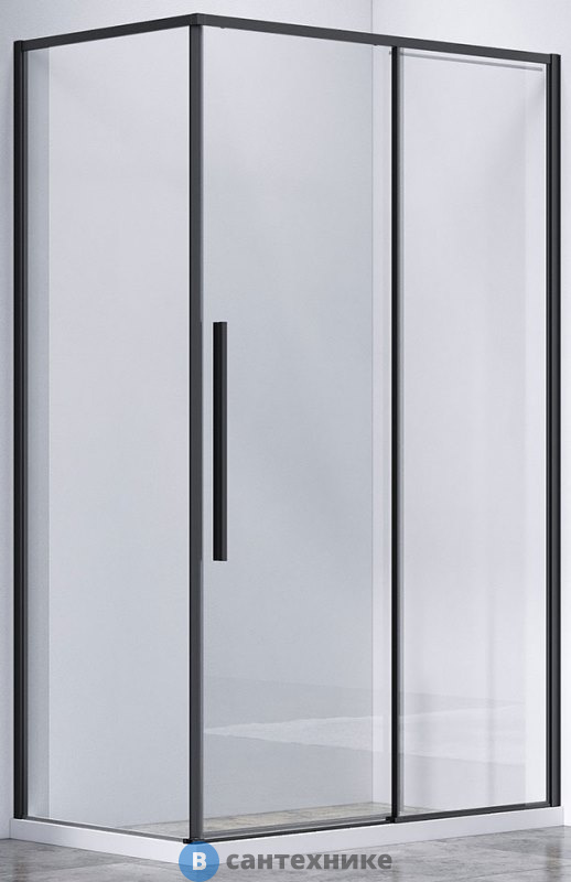Душевой уголок Vincea Slim-N VSR-4SN8012CLB, 1200*800, черный, стекло прозрачное, без поддона
