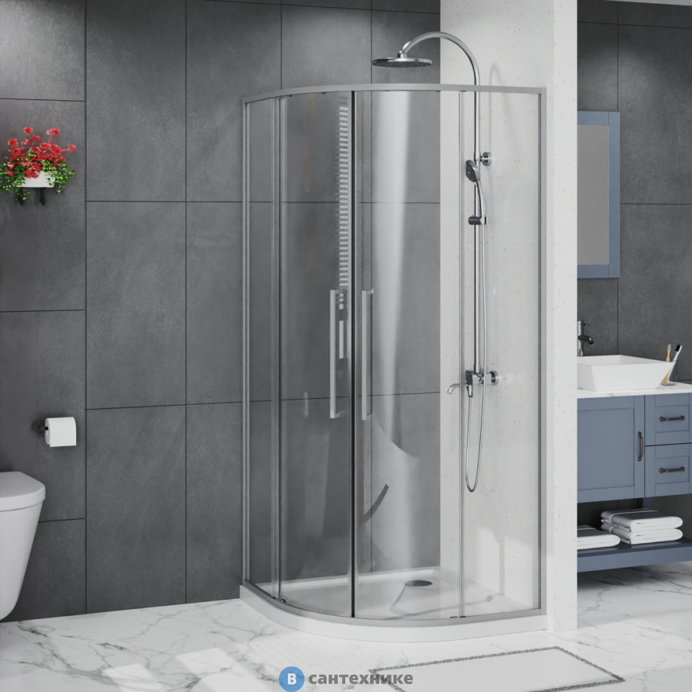 Душевое ограждение Azario SHANGHAI ROD-90х90х195-MGR-CL, прозрачное стекло 6 мм, профиль матовый графит (AZ-S43-90-MGR-CL)