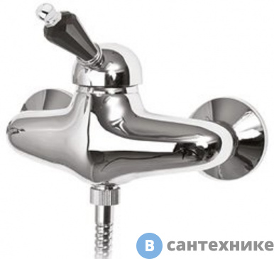 картинка Смеситель Cezares VINTAGE-DM-01-Sw-N для душа однорычажный, хром, ручка Swarovski Nero