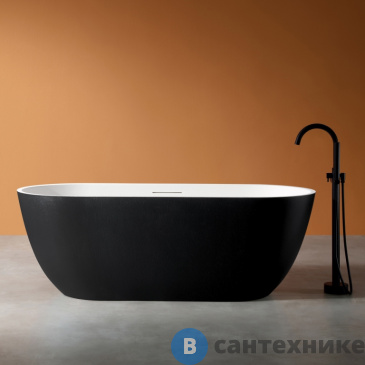 картинка Ванна ABBER Frankfurt AM9941BW из искусственного камня черно-белая матовая