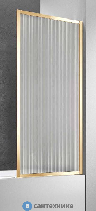 Шторка на ванну Vincea VSB-41700FLG, 700*1400, брашированное золото, стекло рифленое