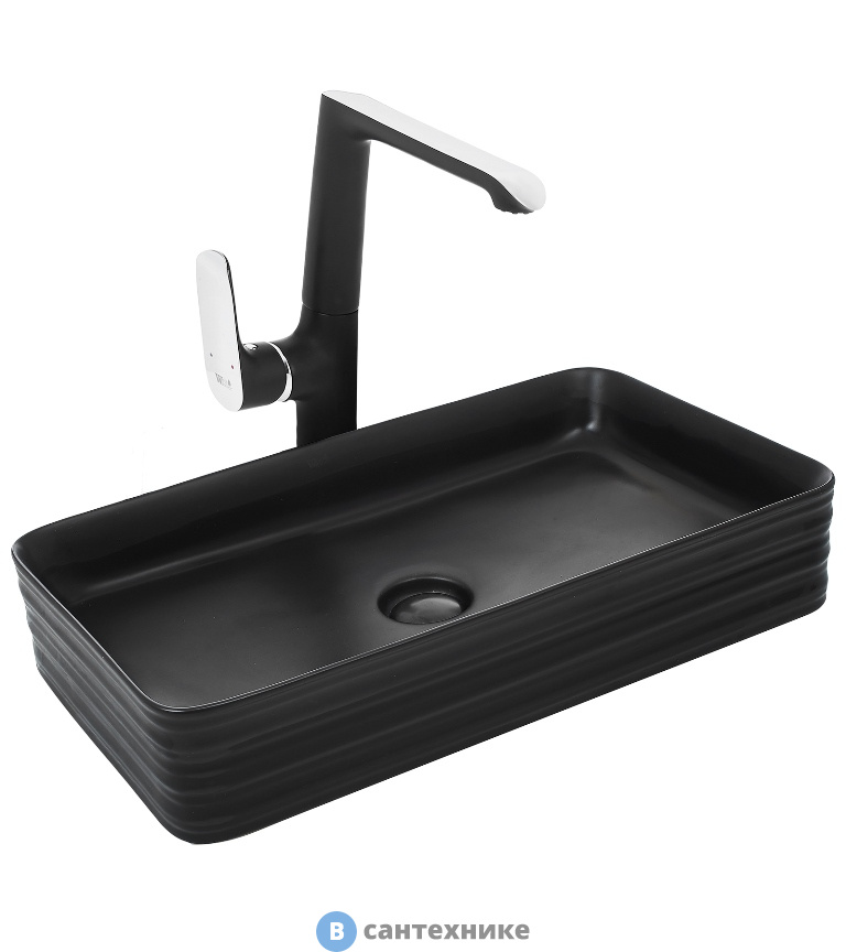 Раковина WELTWASSER ELBACH 2250 MB накладная (матовая чёрная) /675х380х120/